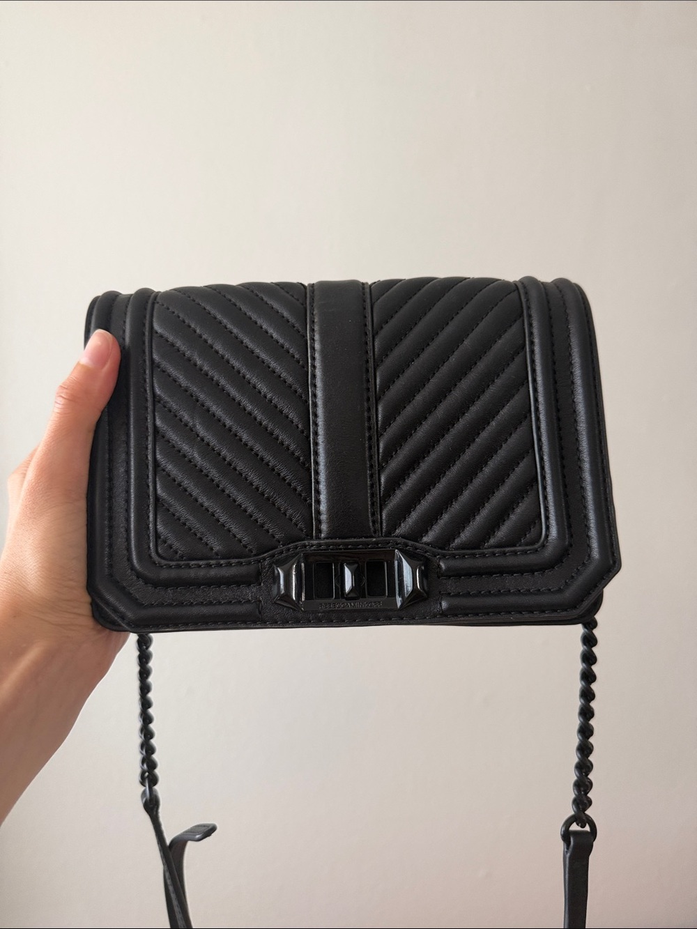 Rebecca Minkoff Quilted Chevron Mini Crossbody in Black